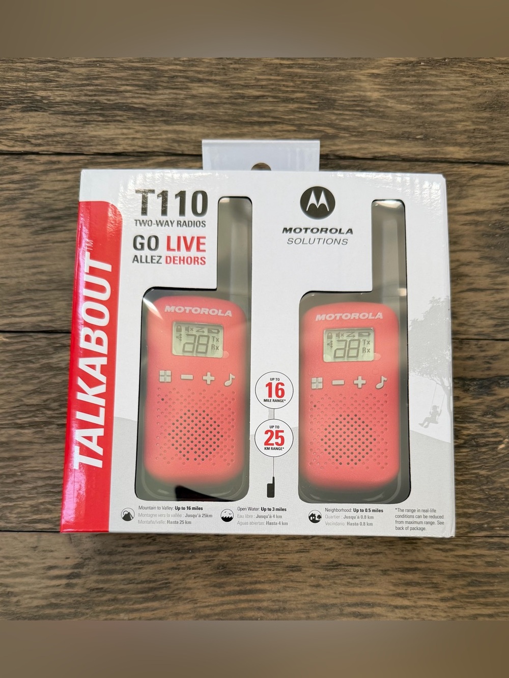 Motorola Talkabout T110 Two-Way Radios - Coral Red (Pair)